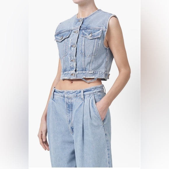 AGOLDE Leo Frayed Crop Denim Vest - Picture 4 of 12